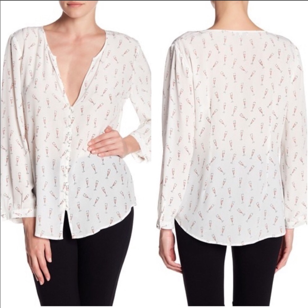 Joie Champagne Glass Silk Blouse - NWT Size XS